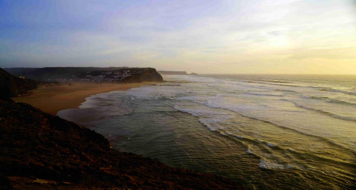 Monte Clérigo beach at sunset